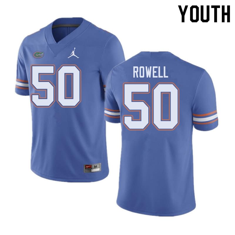 NCAA Florida Gators Tanner Rowell Youth #50 Jordan Brand Blue Stitched Authentic College Football Jersey BTH5164KV